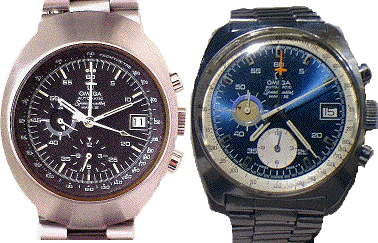 Omega Speedmaster Mark III: Variant Mark III(a) at left, and Variant Mark III(b) at right